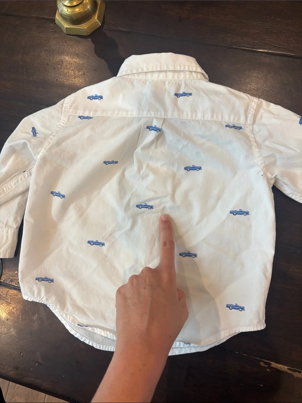 Janie and Jack White Button-Up Shirt with Blue Cars & Coordinating Shorts 12-18